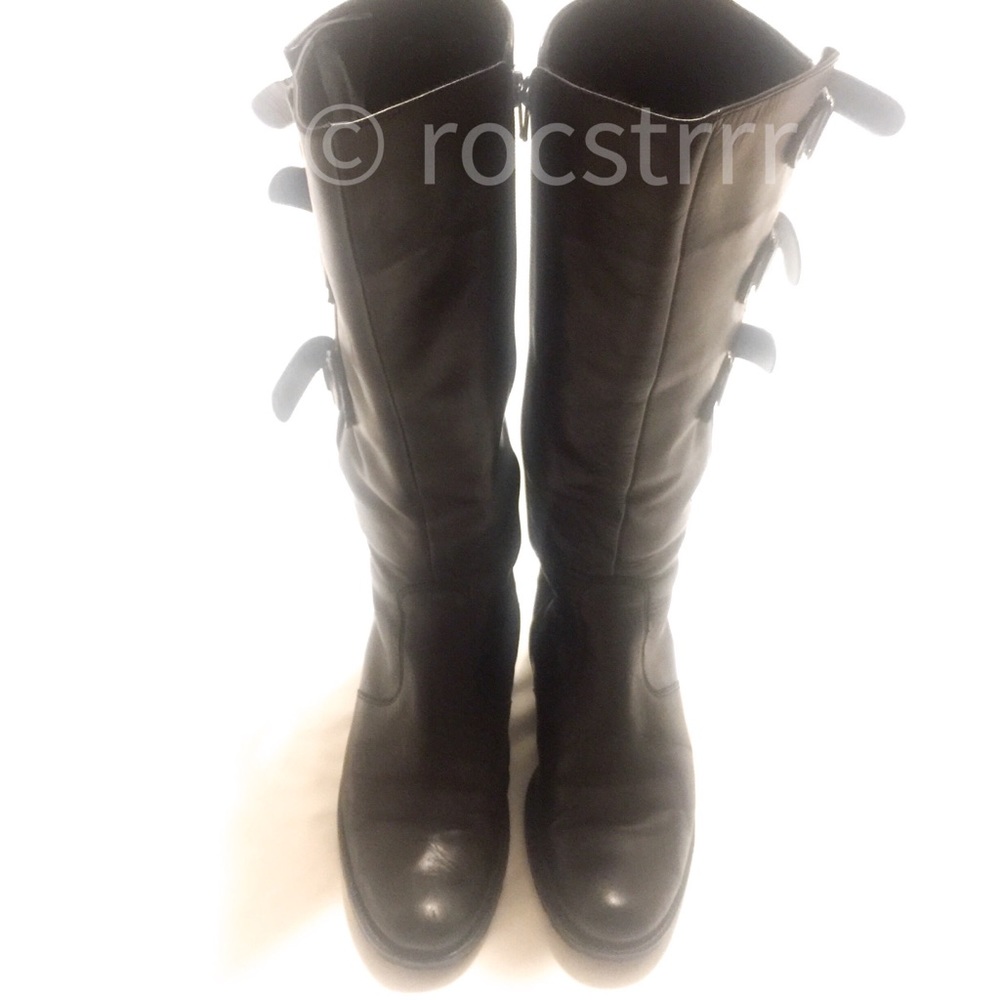 Gabor Vario Leather Riding Black Buckles Boots